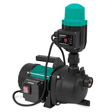 VONROC Pompe de Jardin/Pompe Hydrophore - 800W - 3300l/h - 4 bar - hauteur max 40m - 35°C max, Pressostat Eau Inclus - Pour Irrigation Jardin, Systèmes Eau Potable - Capacité Aspiration 8M, LED