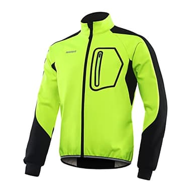 BERGRISAR Veste de Cyclisme Homme Hiver Coupe-vent Imperméable Thermique en Polaire Blouson Vélo VTT BG011 - Vert - X-Large