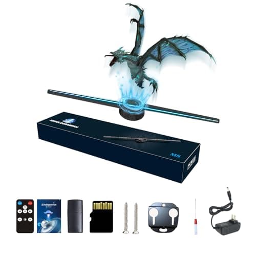 Missyou Hologramme 3D Ventilateur 42CM Projecteur Holographique WiFi App Contrôle LED Haute Définition Bluetooth Télécommande Affichage Flottant pour Magasin Exposition Publicité