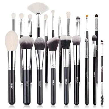 BEILI Pinceaux Maquillage 20PC Kit Pinceau Maquillage Professionnel Poils Chèvre Naturels Synthétiques de Qualité Supérieure pour Fond de Teint,Poudre,Anti-cernes,Ombres à Paupières,Sourcils,Eyeliner
