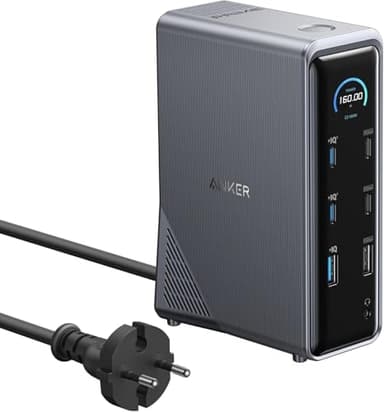 Anker Prime Docking Station 160W, 14-Port with 160W Max Output, 10Gbps Fast Data Transfer, Real-Time Smart Interface, Audio and Ethernet Ports, Dual 4K Displays for Dell, MacBook, and More