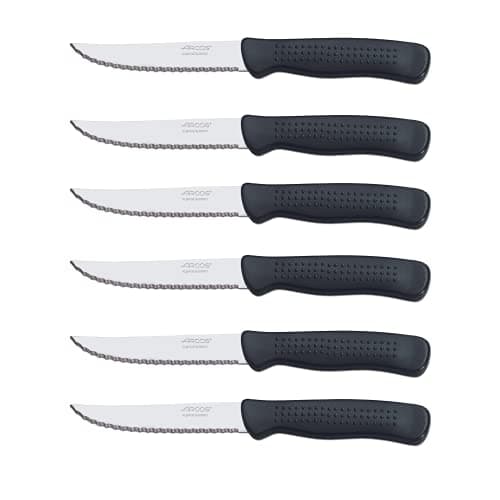 Arcos Set de Couteaux à Steak | Couteaux de Table 6 PZAS | Poignée en Polypropylène | Lame 110 mm | Emballage écologique | Va au lave-vaisselle | Couleur Noir