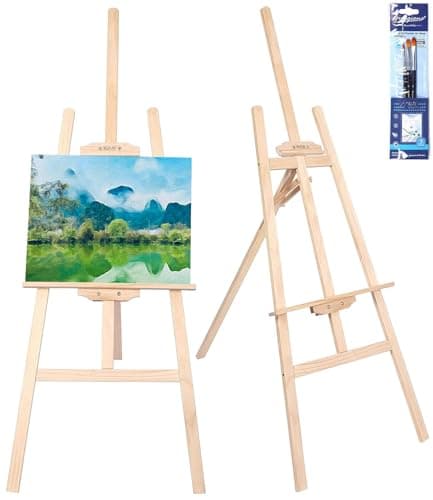 Zawaer Chevalet en bois 150CM, Support de Tableau en Bois Massif, Chevalet Peinture en bois Grand Pliable et Réglable en Hauteur, Ddapté pour l'art, Peinture et les Mariages, pour Enfants et Adultes