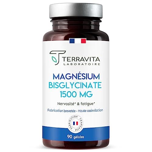 MAGNÉSIUM BISGLYCINATE + Vitamine B6 | Forme Chélatée Labellisée TRAACS | Biodisponibilité Maximale Sans Effet Laxatif | Contre la Fatigue et le Stress | 90 Gélules Vegan | Made in France | Terravita
