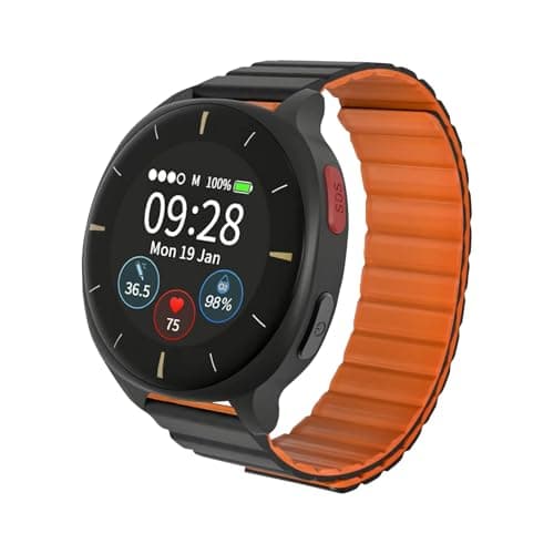 Montre cellulaire de santé à Distance 24/7 - Audar E2 - Fréquence Cardiaque Température Pression artérielle Oxygène, Détection de Chute, Alarme GPS SOS, Tableau de Bord Multi-utilisateurs et WebApp