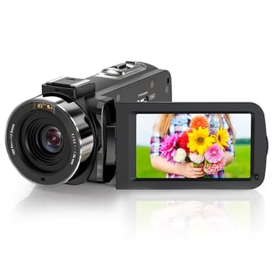Nicamery Caméscope, Camescope Numerique 1080P 36MP IR Vision Nocturne 16X Zoom Numérique 3,0 Pouces LCD 270 Degrés Ecran Rotatif Vlogging Caméra pour Youtube avec Télécommande, 2 Piles