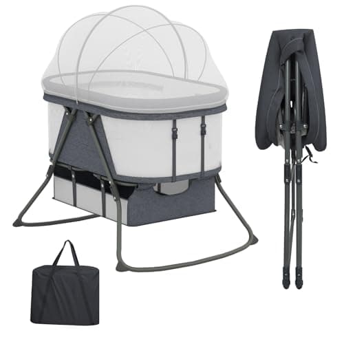KORIMEFA Lit d'appoint 2 en 1, Lit d'appoint Pliable pour bébé, Baignoire pour bébé avec Sac de Rangement, lit d'enfant doublement renforcé avec Matelas, moustiquaire, lit de Voyage pour Enfant