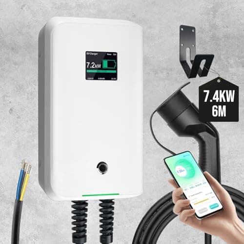 Morec Chargeur ev Type 2 32A 7KW 6M avec APP Prend en Charge la Connexion Standard Bluetooth et WiFi pour la Station de Charge ev Prise IEC 62196-2 Standard