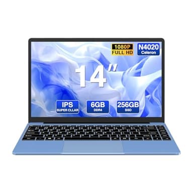 Ordinateur Portable PC 14" Win 11 Celeron N4020 Up to 2.8Ghz 256Go SSD Expansible 1to Stockage 2.4G+5G Double Bande WiFi 1080p HDMI Bluetooth Souris sans Fil & Azerty Clavier Couverture - Bleu
