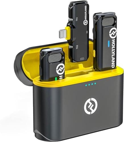 Hollyland Lark C1 Micro Cravate sans Fil pour iPhone/iPad Certifié MFi Plug&Play Suppression Bruit Playback avec RX Branché Autonomie Ultra-Longue 32h Audio Hi-FI Lavalier Super Léger Portable (Duo)