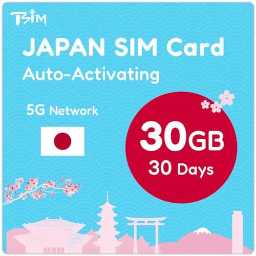 Carte SIM Japonaise 30 Jours 30 Go | Activation Automatique | Réseau 5G avec Tethering/Hotspot/Internet Sharing