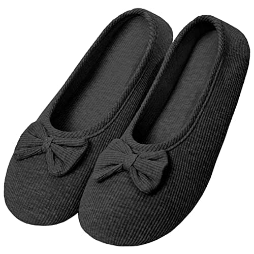 Solshine T002 Pantoufles fermées, en coton, ballerines pour femme - Noir - Noir , 37/38 EU