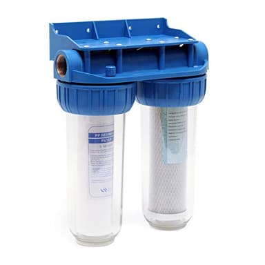 Naturewater NW-BR10B3 Double filtre Eau potable – 274 x 150 x 355 mm – 2 Étapes – 360 L/h – 3/4" / 26,16 mm – avec Cartouche PP Sédiments, Charbon actif – Filtration Purification Bactéries Pesticides