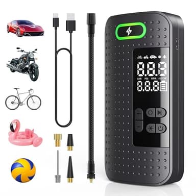 jixa Gonfleur de Pneus Portable, Compresseur d'air 150 PSI, Pompe à Air Électrique pour Voiture, Moto, Vélo, Ballons, Trottinettes, Gonfleur sans Fil, Mini Compresseur, Pompe Rechargeable et Compacte
