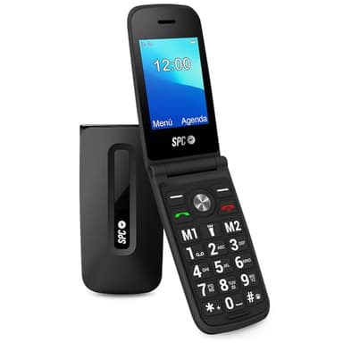 SPC Titan - Téléphone Portable Senior à clapet avec Grandes Touches, Facile à Utiliser, Sonnerie et Notifications intelligentes, Configuration à Distance, 2 mémoires directes, USB-C, Noir