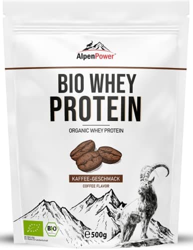AlpenPower BIO Whey Protéine goût Café 500 g - Ingrédients 100% naturels - Sans additifs - Fabriqué à partir du meilleur lait alpin bio - Poudre de protéine CFM de haute qualité