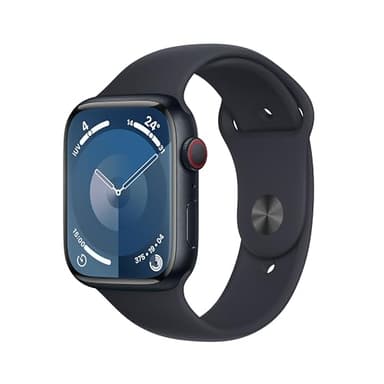 Apple Watch Series 9 [GPS + Cellular, 45mm] Coque en Alluminum Minuit avec Bracelet de Sport Minuit, M/L (Reconditionné)