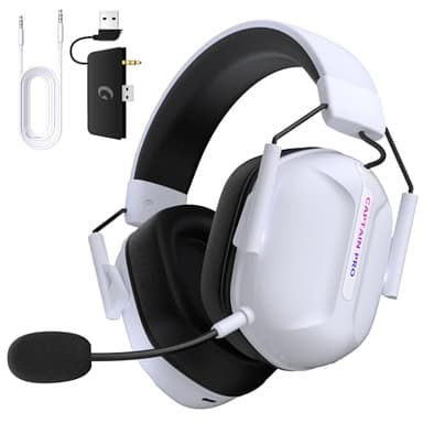 Gvyugke Casque Gaming sans Fil pour Xbox Series X|S, Casque Gamer sans Fil pour Xbox One, PC, PS5, Switch, Microphone Antibruit, Bluetooth 5.2, Autonomie de 60+ Heures, Éclairage RVB - Blanc