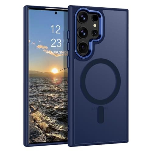 GaoBao Coque pour Samsung S22 Ultra 5G 6.8" Compatible avec MagSafe, Galvanoplastie Caméra Hybrid Magnétique Étui Translucide Mat Arrière Protection Caméra Housse Fine Antichoc Dos Anti Rayures, Bleu