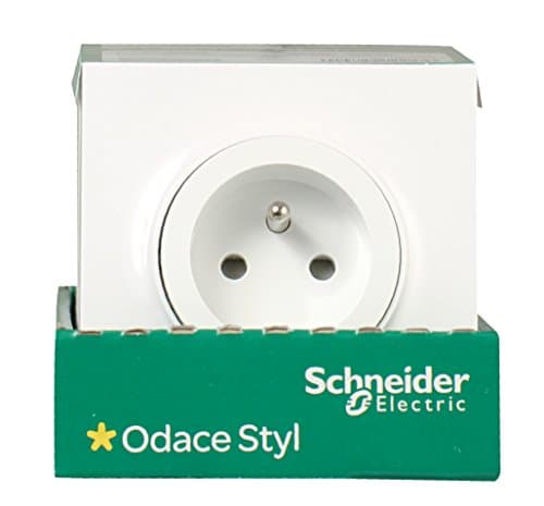 Lot de 5 Prises de courant 2 Pôles + Terre Schneider Electric Odace Styl Blanc