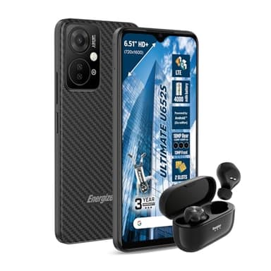 Energizer Pack U652S - Smartphone 4G Débloqué 6.5" Android 13, 64Go ROM, 2Go RAM, Batterie 4000mAh - Version Europe + Écouteurs Bluetooth Inclus – Double SIM, Pack Idéal Mobilité, Audio et Performance