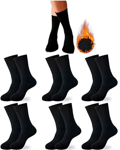 DIVABONNA 6 Paires Chaussettes Thermiques Femmes - Chaussettes Thermiques Hommes - Chaussettes d'hiver Femmes - Chaussettes Polaires (35-40, Noir)