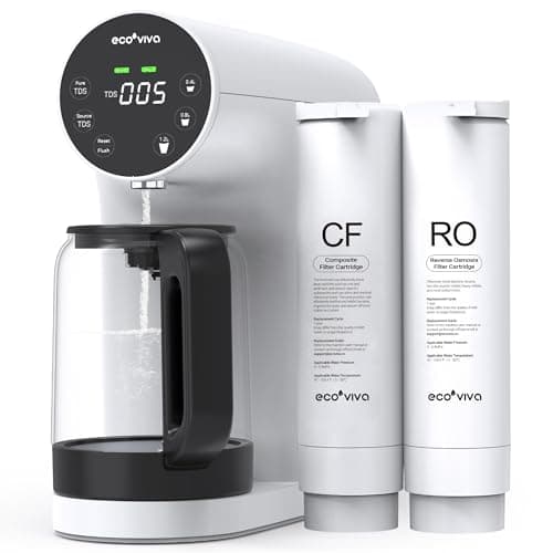 Ecoviva WP-RO-200G Système d'osmose inverse pour eau potable avec filtration à 4 niveaux, moniteur TDS en temps réel, 3:1 pur à évacuation, filtre à eau mobile à osmose inverse installation zéro Blanc