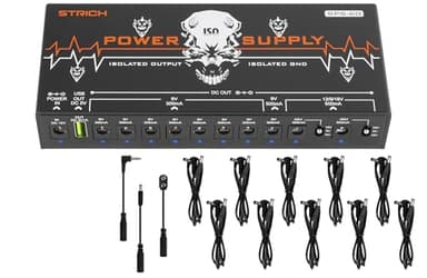 STRICH SPS-60 Alimentation pour Effets Guitare, 10 Sorties DC Totalement Indépendantes, Alimentation Tableau d'Effets 9V/12V/18V (300mA/500mA), Haute Puissance pour Effets à Fort Courant, Sans Bruit