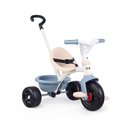 Smoby - Tricycle Be Fun Bleu - Vélo Enfant Dès 15 Mois - Canne Parentale Réglable et Amovible - 740336
