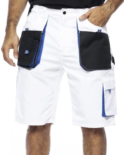 MAZALAT work wear Shorts de Travail Homme, Cargo Shorts Hommes ete, Coton/Poly 260 GR, multipoche, Pantalon Cargo Homme, Grandes Tailles, Bermuda de Travail, Vetement ete, Noir/Vert, 3XL