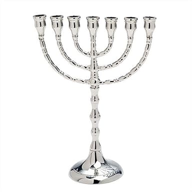 NKlaus Grande Ménorah Laiton 25cm Travail Manuel nickelé Chandelier Menorah Argent 2695