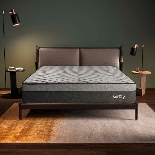 Wooly Matelas 180x200 - Épaisseur XXL 32 cm - Confort Premium 13 Couches - Gel Actif - Fibre Naturel de Laine - Mousse mémoire de Forme - Blue Latex - Soutien Ferme - Fabriqué Europe - Modèle Premium