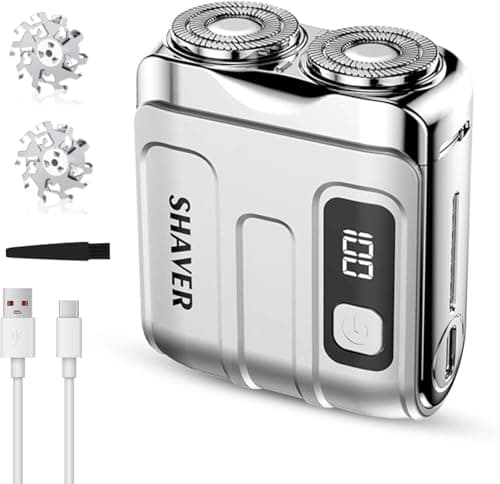 Mini Rasoir Électrique Homme, Rasoir Magnétique Électrique de Voyage, Écran LCD USB Rechargeable Rasoir de Poche Portable pour Maison, Bureau, Affaires