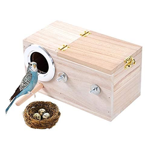 SHZJ Nichoir En Bois Naturel Pour Calopsittes, Inséparables, Perroquets et Nichoirs À Oiseaux Personnalisés
