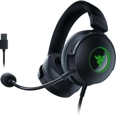 Razer Kraken V3 - Casque Gaming USB Filaire avec Razer Chroma RGB (Haut-parleurs TriForce de 50mm, Son Spatial THX, Microphone Amovible Cardioïde HyperClear) Noir