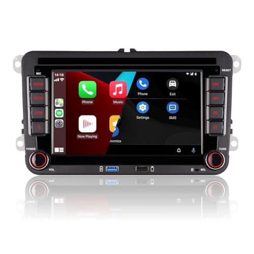 Autoradio Double din Compatible avec CarPlay sans Fil Android Auto avec 7 Pouces IPS Bluetooth/FM/AM Radio/USB/Puissance élevée pour VW Golf 5 6 Passat Jetta Caddy EOS T5 Tiguan Touran CC Polo