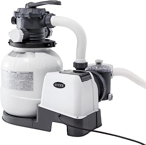 INTEX 26646 - Épurateur de sable Krystal Clear 7900 l/h, pour piscines démontables jusqu'à 37 800 l, 6 fonctions et système de verrouillage