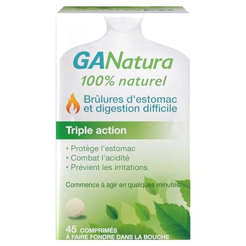 GANatura - 100% Naturel - Brûlures d'estomac et digestion difficile - 45 Comprimés