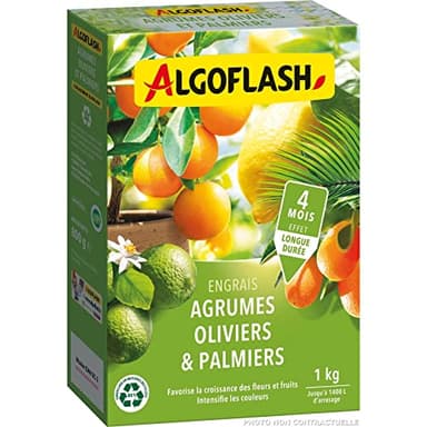 ALGOFLASH Engrais Agrumes, Olivers, Palmiers, Longue Durée, 1 kg, MED1R