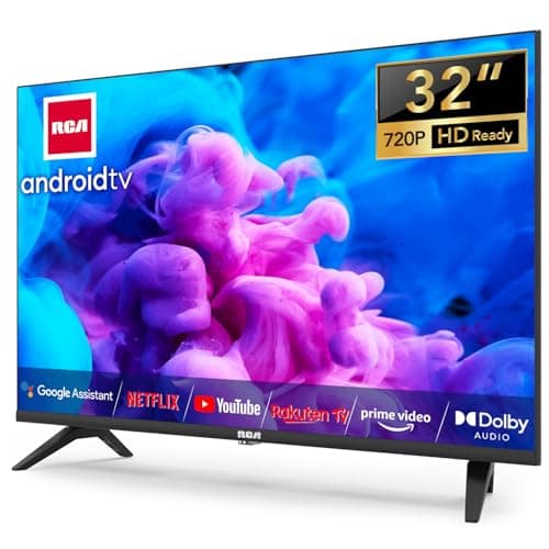 RCA Smart TV 32 Pouces (80 cm) WiFi Bluetooth Android Connectée Télévision avec Netflix, Prime Video, Disney+, Triple Tuner (DVB-T/T2, DVB-C, DVB-S/S2), Chromecast Built-in, SRA32HQ1, 2024