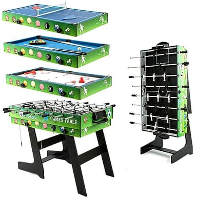 Table Multi Jeux 4 en 1 pour Enfants Table de ping-Pong,babyfoot, Billard,Hockey sur glissière pour Famille Cadeau interactif Parent-Enfant pour Enfants 124 x 61 x 81.5 cm