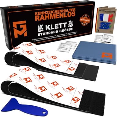 GENMAG® 2X Support de Plaque d'Immatriculation sans Cadre [Extra Fort & Universel] Support Plaque Immatriculation Voiture | Porte Plaque Immatriculation pour Auto Remorque Moto | Adhésif Invisible