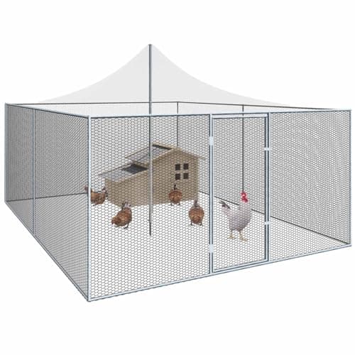 IDMarket - Volière 12m² enclos poulailler 3x4M Parc grillagé Toit Filet Acier galvanisé