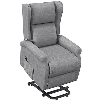 HOMCOM Fauteuil releveur inclinable avec Repose-Pied Fauteuil Relax Électrique de Relaxation électrique Ajustable avec Télécommande et Poche latérale de Rangement Lin Gris chiné