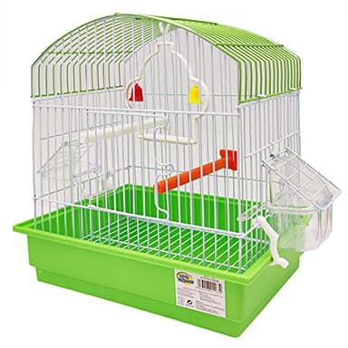 BPS Cage à Oiseaux Métal Petite Cage avec Bol à Nourriture et Abreuvoir Balançoire à Seau Couleur Aléatoire 27.5x19.5x30cm BPS-1163