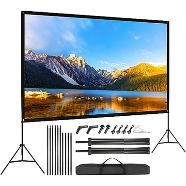 VISULAPEX 120" Écran de Projection avec Support, 4K HD 16: 9 Pliable Écran Videoprojecteur sur Pied, Écran sur trépied avec Sac Portatif pour Cinéma Maison Bureau Voyage