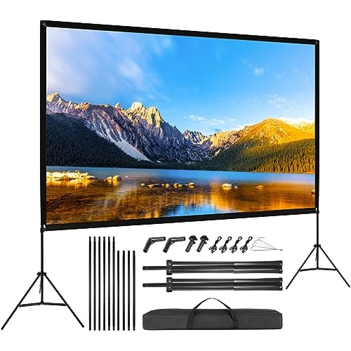VISULAPEX 120" Écran de Projection avec Support, 4K HD 16: 9 Pliable Écran Videoprojecteur sur Pied, Écran sur trépied avec Sac Portatif pour Cinéma Maison Bureau Voyage