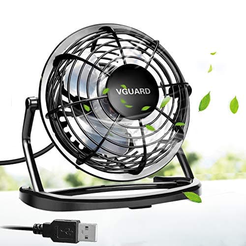 VGUARD Mini Ventilateur USB Fan, 360 Degrés Rotation, Portable de 4 Pouces, Silencieux Ventilateur de Bureau/Table pour Table PC, Bébé Poussette, Maison, Bureau, Camping, Voyage - Noir