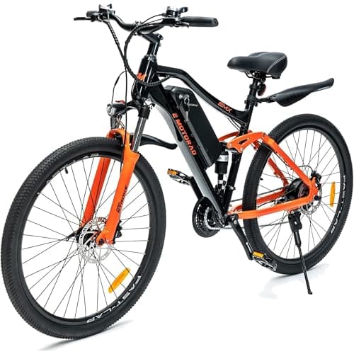 EMotorad EMX+ | Vélo électrique tout-terrain pour adultes | pneus CST 27,5 x 2,0" | moteur 36 V 250 W | batterie 13 Ah amovible | double suspension | freins à disque mécaniques | écran LCD (Noir)