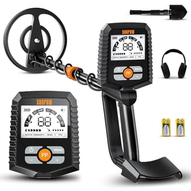 SUNPOW Détecteur de Métaux Étanche pour Adultes et Enfants, Grand Écran LCD, Détection Fiable Anti-Interférence, 4 Modes, Bobine de Recherche IP68